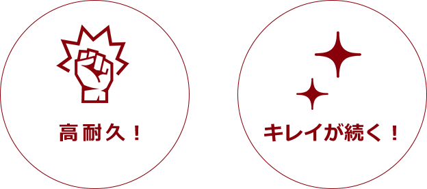 高耐久!キレイが続く!